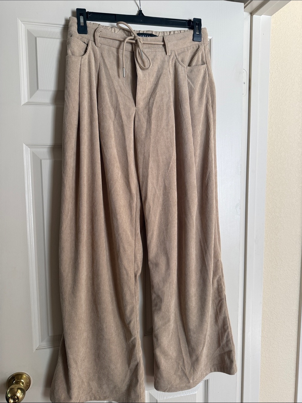 Lioness Wide-Leg Corduroy Pants in Taupe